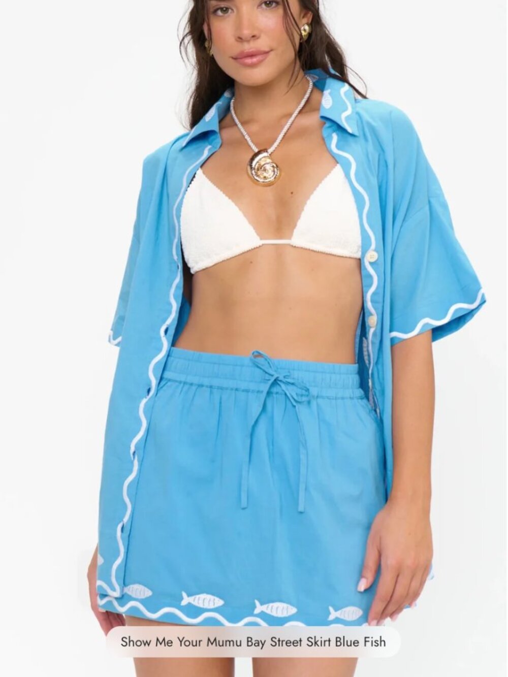 NWT!! Show me your Mumu Bay Street Skirt-Blue Fish